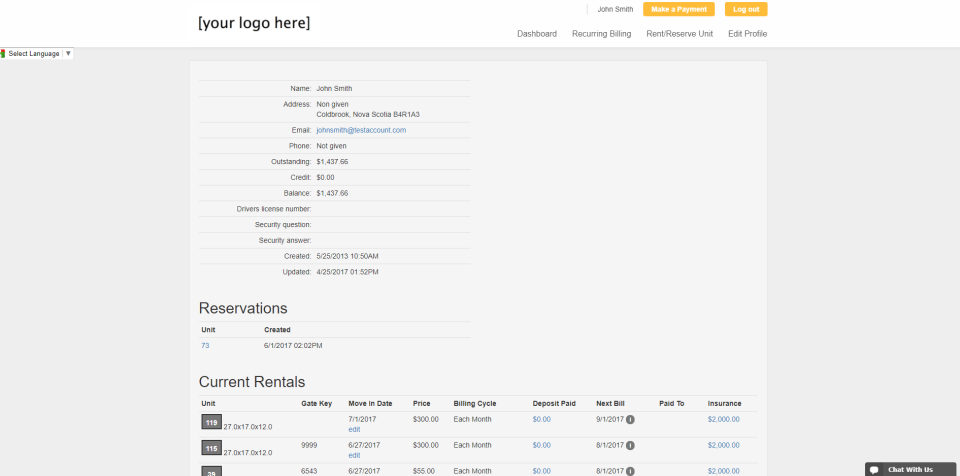 screenshot of Easy Storage Solutions